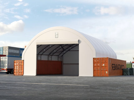 Engineer Certified 60 x 40ft Container Shelter (18 x 12m) with Half Cover both ends